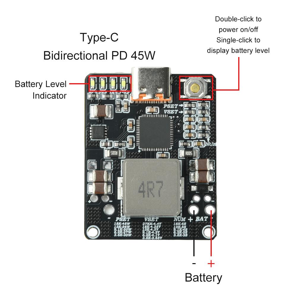 IP2369 45W 2S~6S Lithiumbatterie Lade-Entlademodul 3S 4S 5S Li-Ionen/LiFePO4 Batterieladegerät f/ Powerbanks Drohne ZELLE