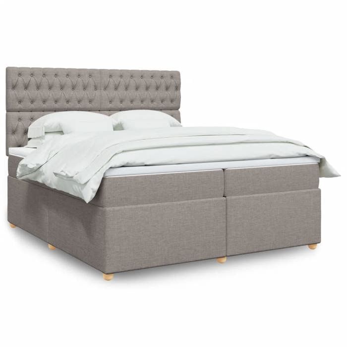VidaXL Bed Slat Base with Mattress Taupe 200x200 Cm Fabric 3291398