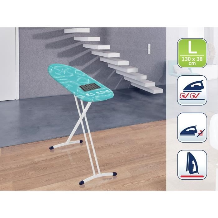 Table à repasser leifheit air board l solid shoulder 72698, table de repassage et repose-fer mobile, housse thermo reflect, 130x38cm