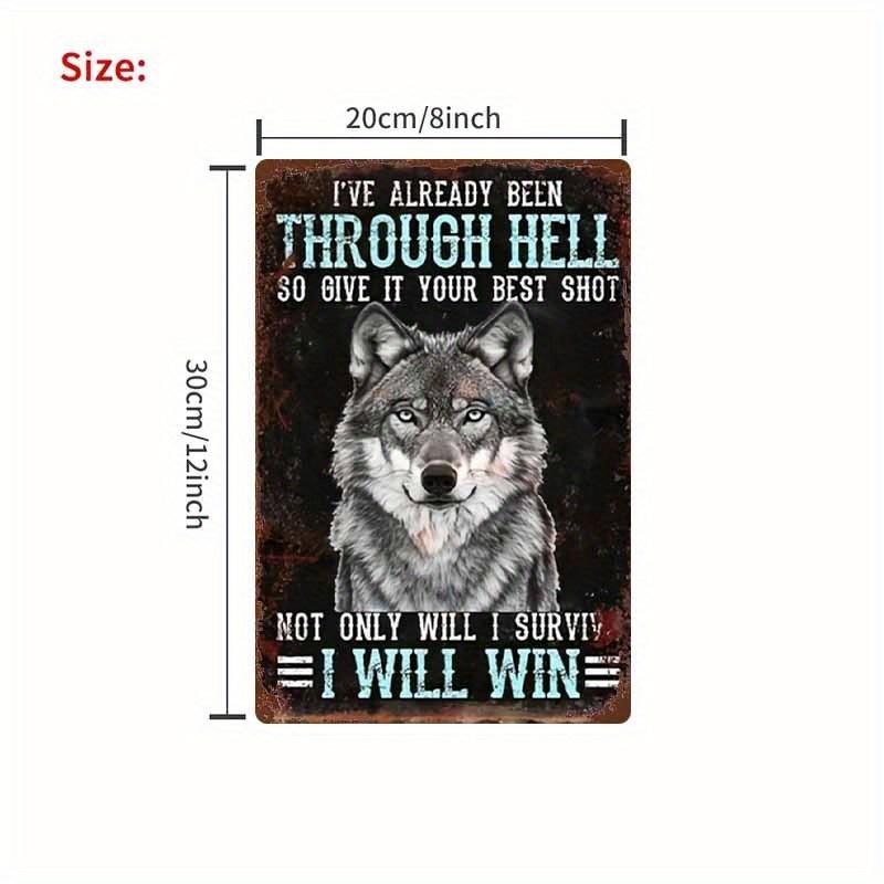 

Tough Wolf King Motivational Metal Sign Vintage Industrial Wall Decor D Printed Iron Plaque xcm for Gym Garage Studio 20x30cm（7.8x11.8inch）