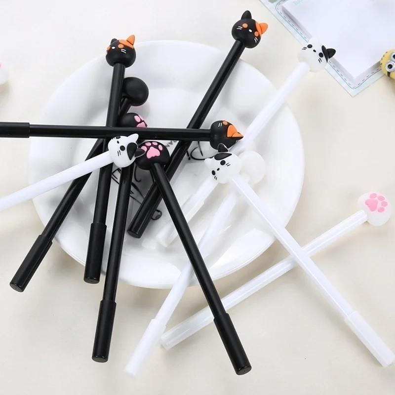 5pcs/set 0.5mm Kawaii Cat Gel Pen Cute Claw Black Ink for Writing Stationery Office School Supplies Drawing Pens Random color