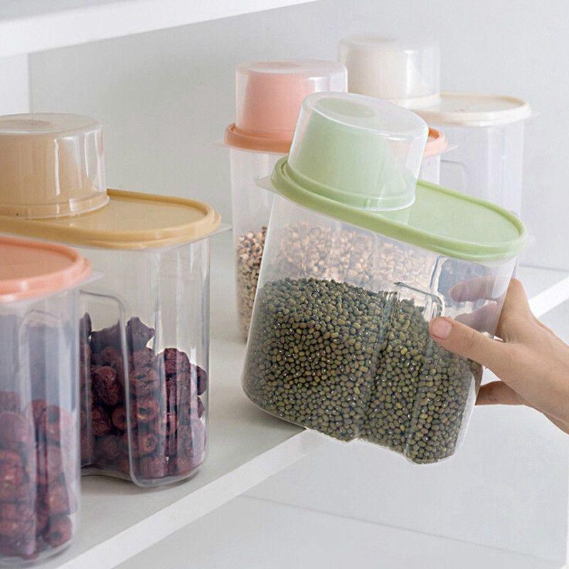 Containers Cereal 4x Dispenser Dry Food Storage Kitchen 25l Clear With Lid Pour