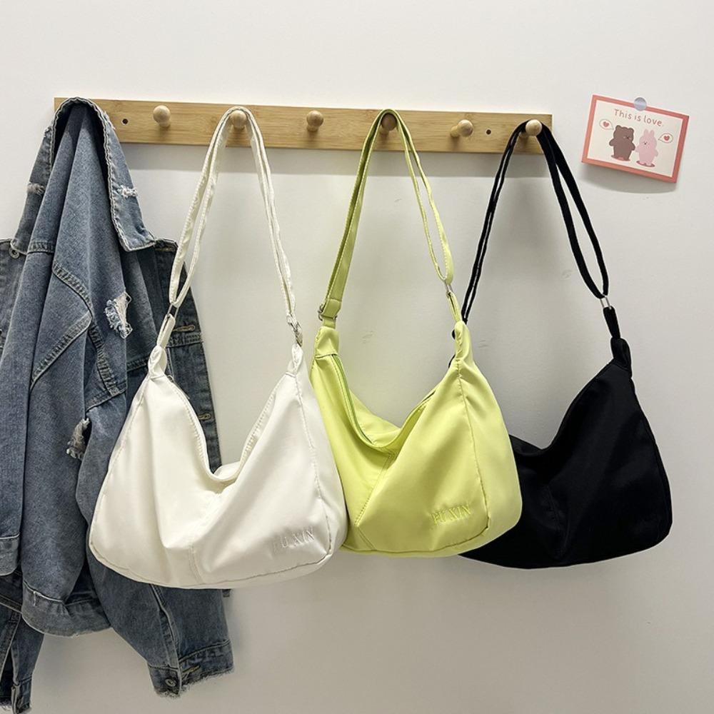 

Lightweight Shoulder Bag Solid Color Hobo Bag Fashion Canvas Crossbody Bag Daily зелёный