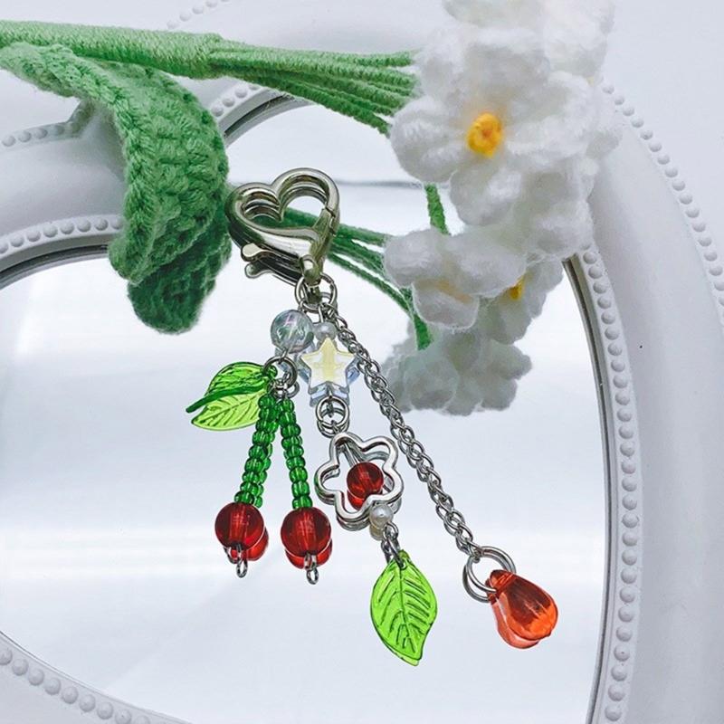 Fashion Star Bowknot Butterfly Hanging Pendant Sweet Phone Strap Bag Decoration Portable Hanging Lanyard for Girls Women