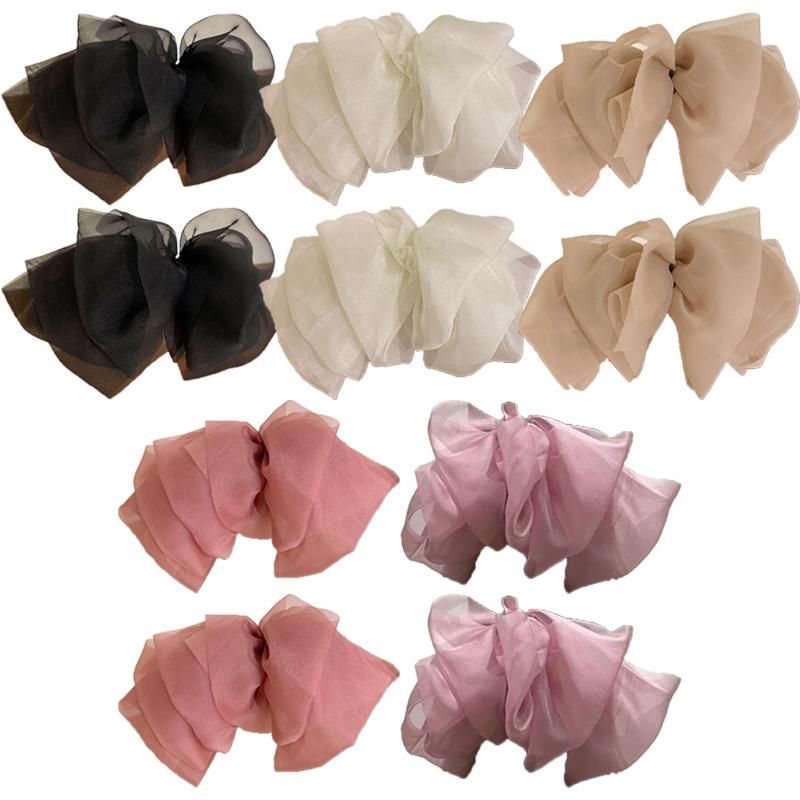 Fairy Chiffon Bow Hairpin French Oversized Sweet Wind Spring Clip Hairpin Top Clip Eye-catching Hair Accessories