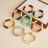 Bamboo Resin Leopard Joint Print Elastic Bracelet With Colorful Patchwork Bent Tube Design