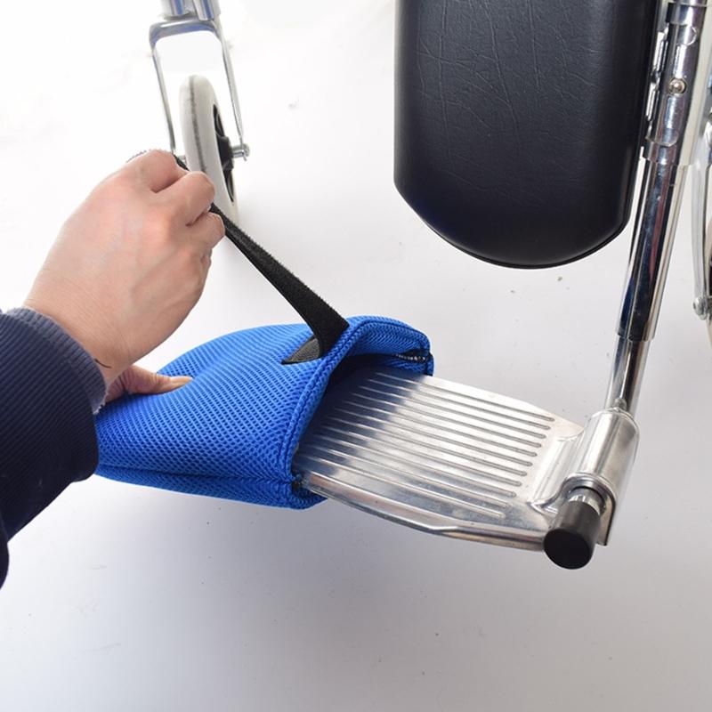 2PCS Wheelchair Foot Pads Anti Slip Design Mesh Fabric Pedal Covers Simple Setup Enhances Safety and Stability