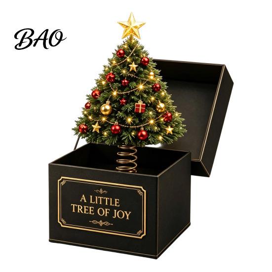 Xmas Gift for Family And Friends 3D Printed Christmas Pop-Up Magic Box with Spring Action, Elements/Angel/Star Star of Bethlehem Ornaments,