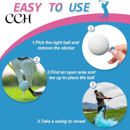 Unique Gender Reveal Idea Golf Ball with Tee Exploding Exquisite Craftsmanship Set Powder Explosion Announcement Party Themed Decoration Safe Option