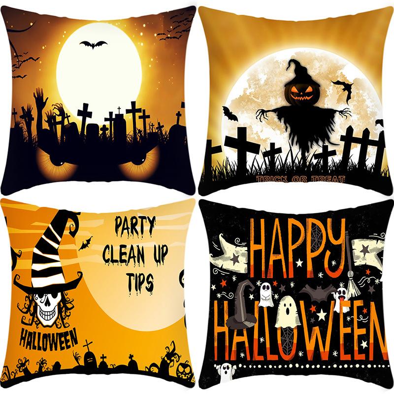 

New Halloween Alphabet Black Silhouette Scarecrow Print Pillow Home Sofa Cushion Cover 45 * 45Cm pillowcase