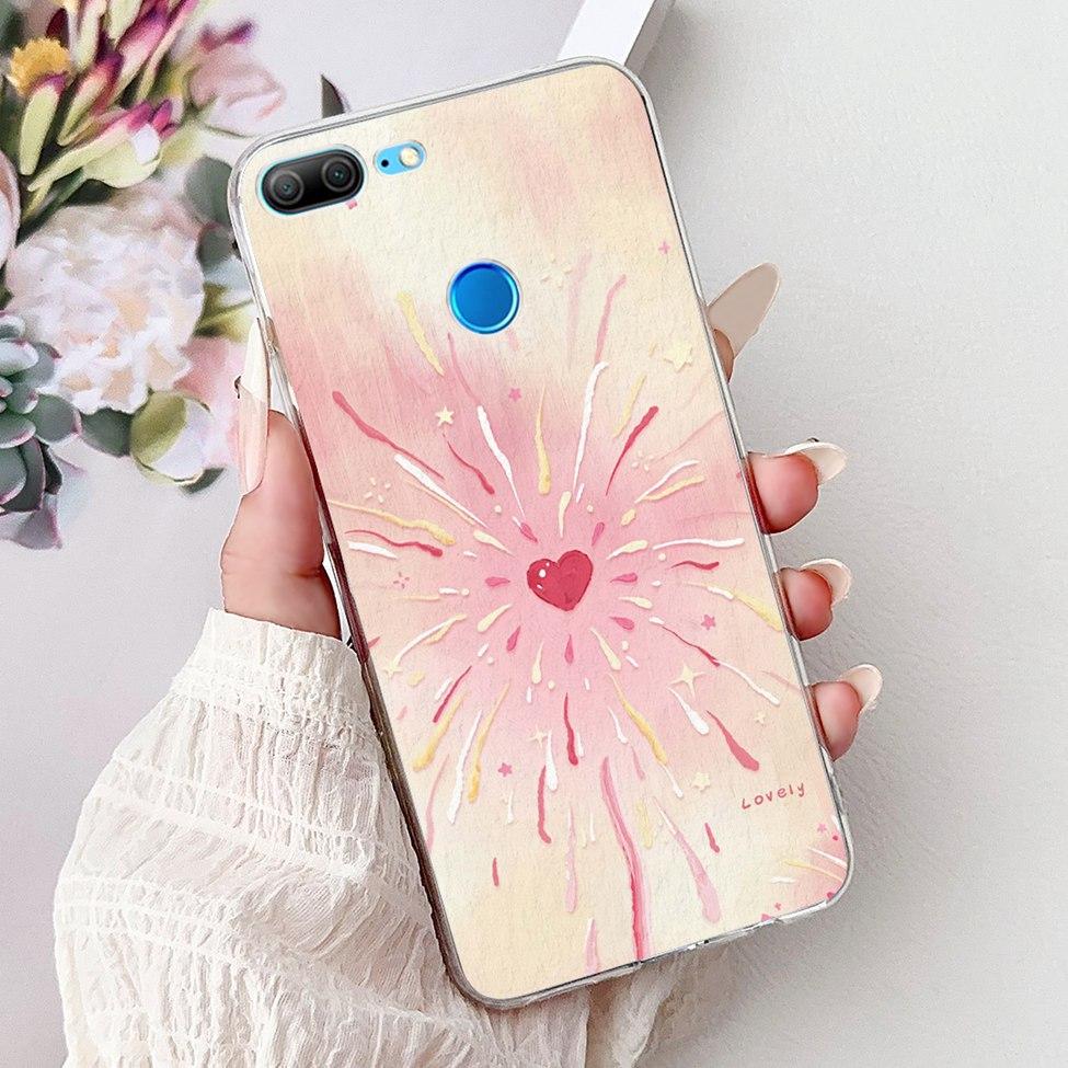 Clear For Honor 9 Lite Case Cute Cat Fashion Flowers Funny Painted Back Cover For Honor 9Lite Phone Case LLD-L21 LLD-L31 LLD-L11