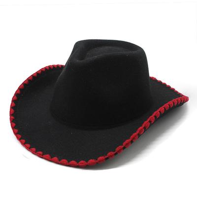 Crossed Edge Western Cowboy Hat Men'S And Women'S Outdoor Knight Hat Hemming Famous Style Curved Brim Top Hat