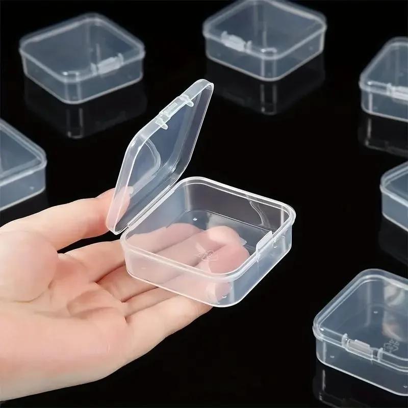 6-48Pcs Clear Small Containers Plastic Square Bead Storage Box for Beads Jewelry Crafts Board Game Pieces Organization Wholesale