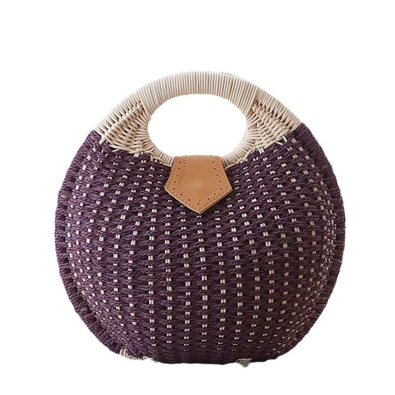 

New high-end straw bag handwoven bag women s handbag versatile seaside vacation beach bag women s bag Magnetic buckle
