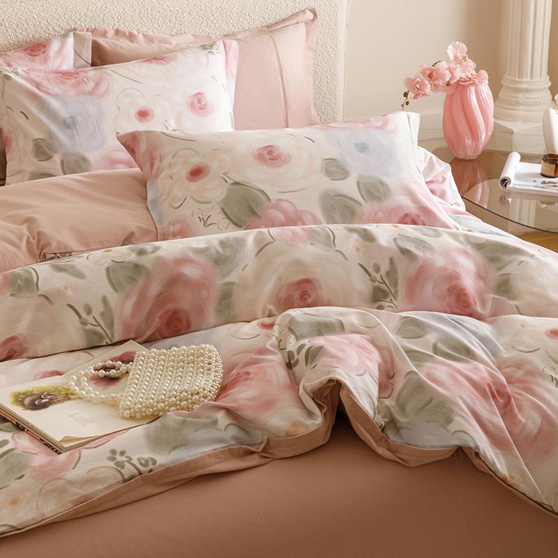 Sleep Grid Thickened Cotton Brushed Digital Printing Series Four Piece Set