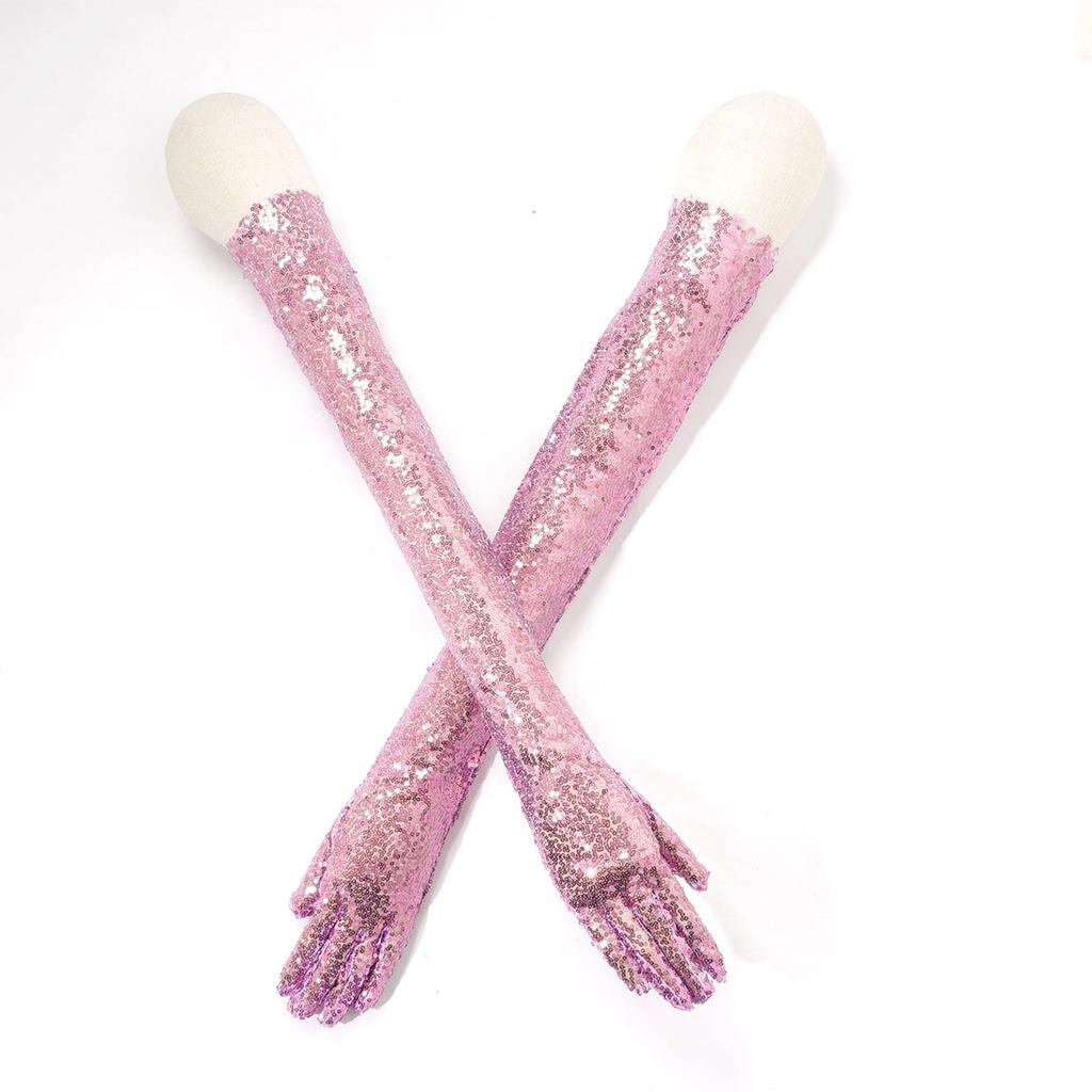 Vintage 1920s Shiny Sequins Gloves Finger Elbow Length Long Gloves for Opera Evening Performance Costumes Accessories