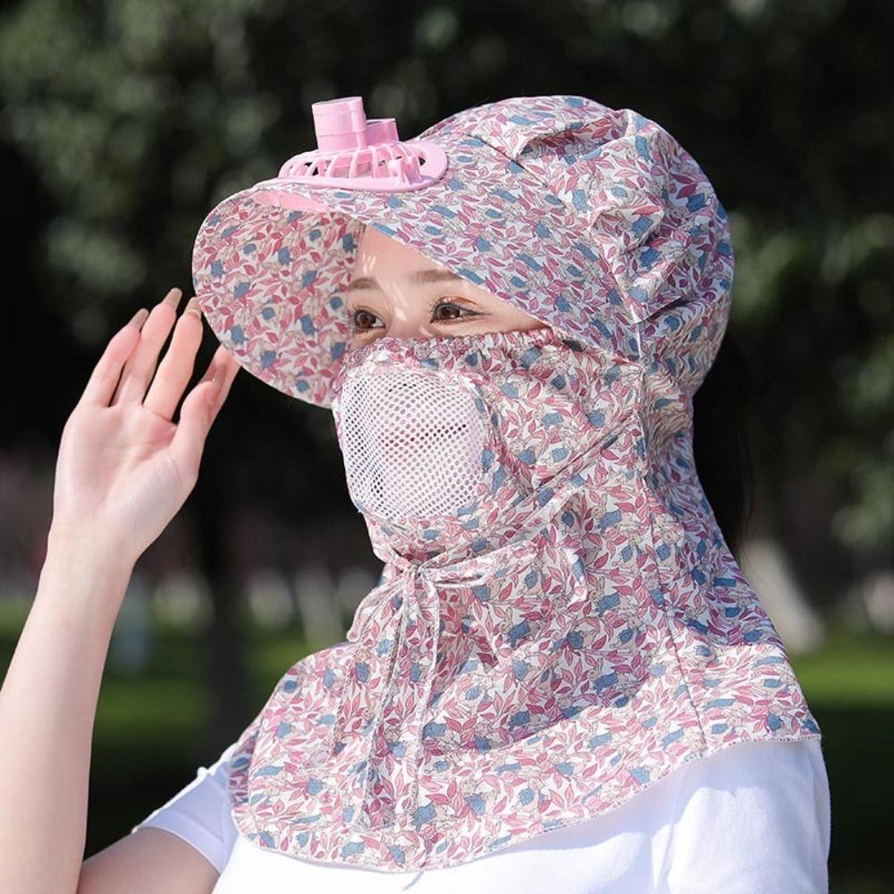 with Electric Fan Fan Camping Hat Breathable Camping Cap Fashion Face Hood Hat Outdoor