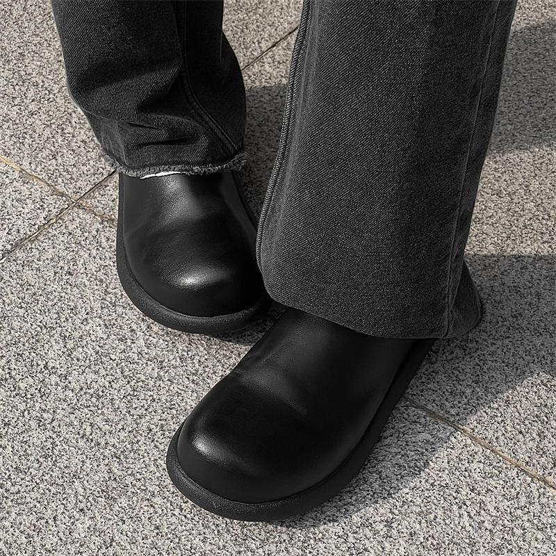 Modische Halbslipper Freizeitschuhe aus Leder Bequem und vielseitig minimalistischer Stil Outdoor-Freizeit Straße Täglich Jugendschuhe Schwarz -46