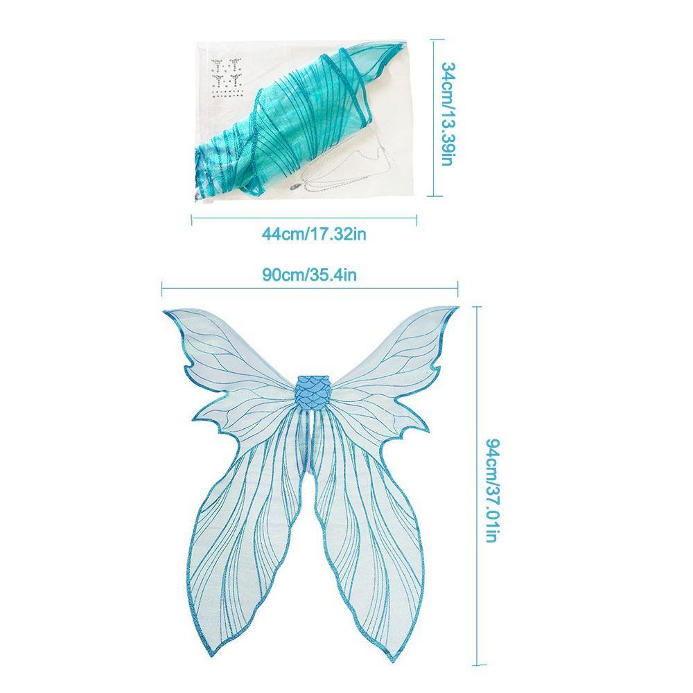Magical Mermaid Fairy Wings Headpiece With Stickers Angel Wings Colorful Elf Cosplay Wing for Women Girls