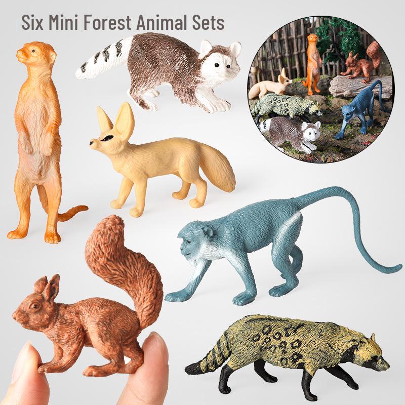Realistic Forest Animal Miniatures: Monkey, Squirrel, Raccoon, Meerkat, Fennec Fox, Cat Toys & Ornaments
