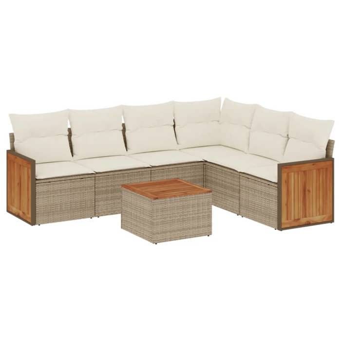 VidaXL Garden Lounge Set with Cushions 7 Pcs, Patio Sofas, Patio Furniture Set, Outdoor Furniture, Beige 3227689