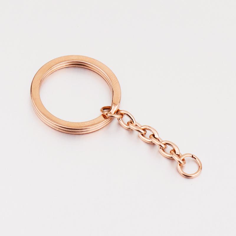 5pcs No Fade Stainless Steel Keychain with Flat Split Ring Extension Chain Clasp Circle Loop for Keyring DIY Jewelry Making