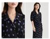 Ladies' Temperament Short-sleeved Dress 2025 Summer Floral Dress, High-end Feeling, Slim and Thin, Medium To Long Skirt