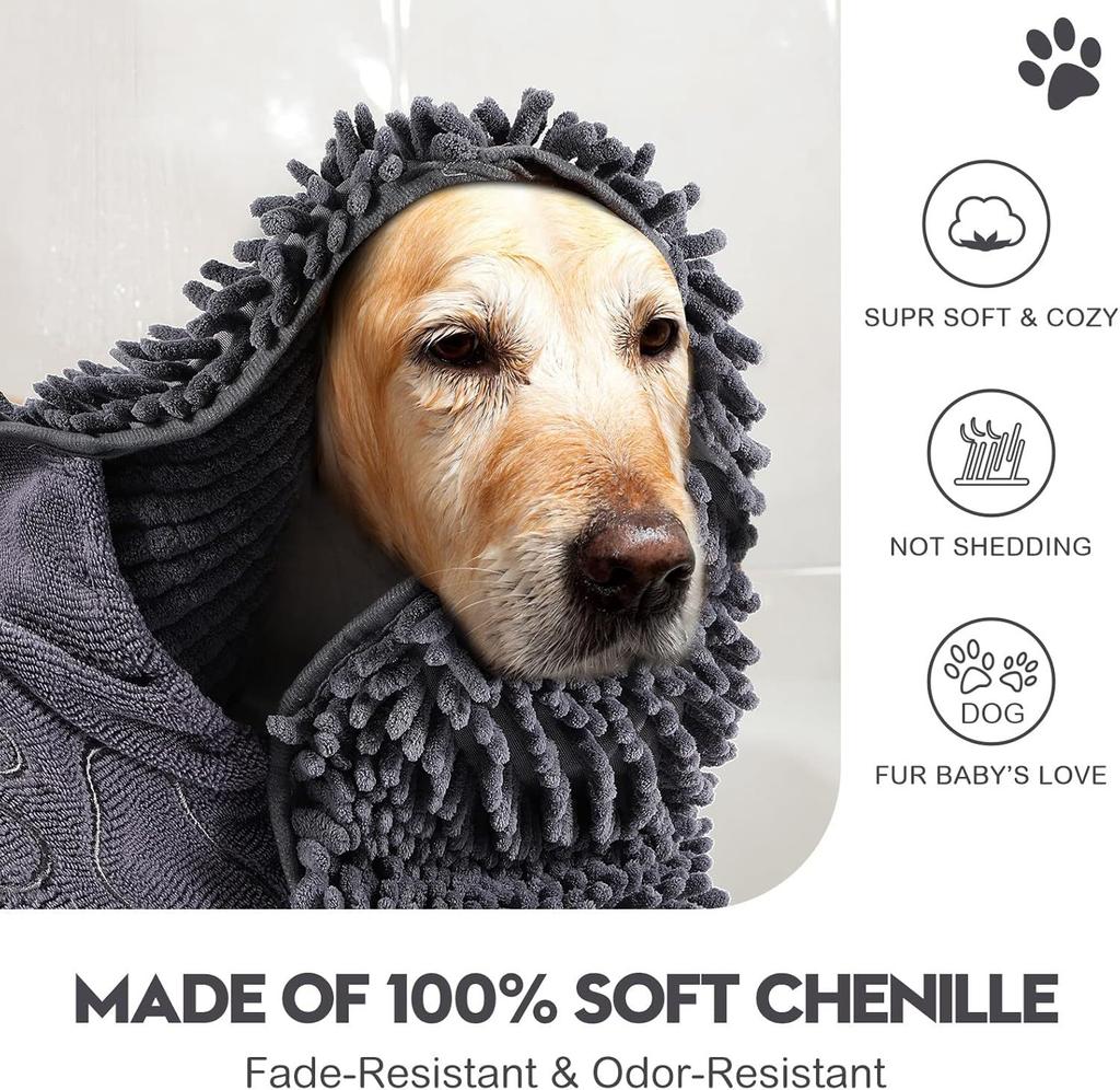 Super Absorbent Quick-Drying Pet Bath Towel Soft Bath Robe for Cats And Dogs Convenient Dry Cleaning Washcloth Dog Accessories