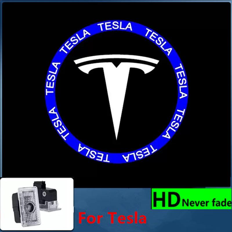 2pcs Car Door Light Projector Welcome Light For Tesla Model Y 3 X S Logo Light