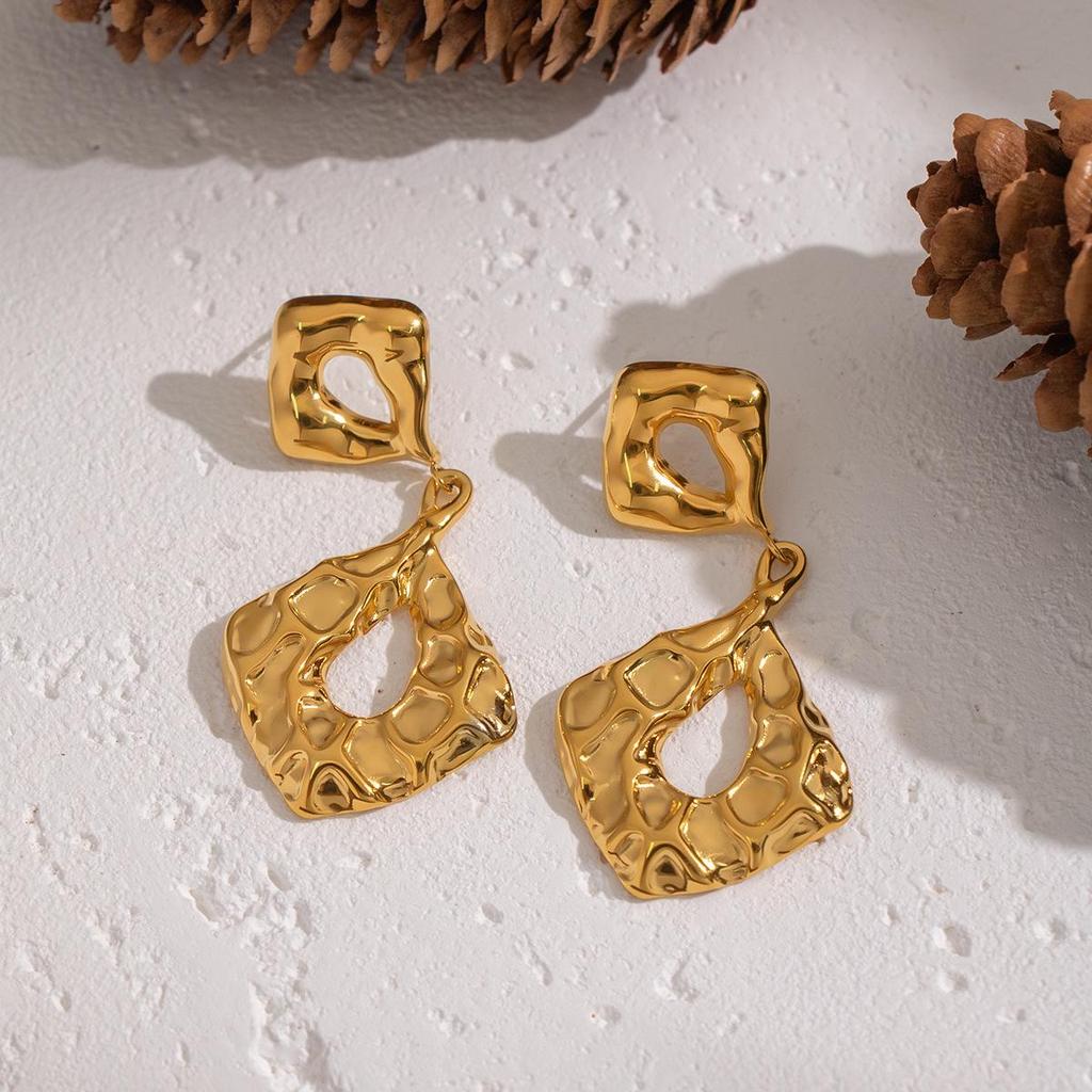 Xia Ling Geometric Pleated 18K Gold-Plated Stainless Steel Earrings