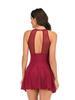 European-American Mesh Splice Backless One-Piece Skirted Bikini