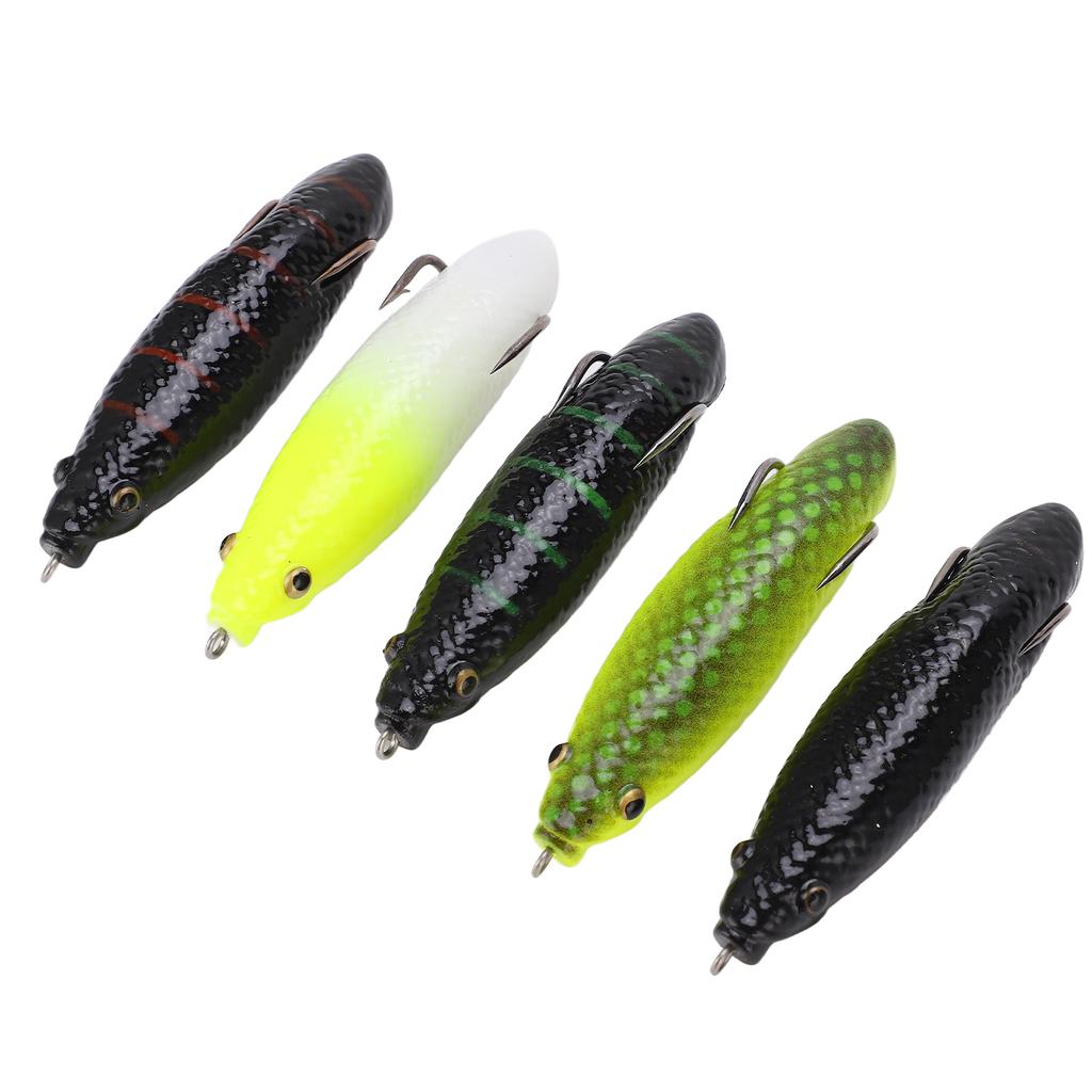 5Pcs Long Shot Frog Bait Artificial Caterpillar Fog Lure Fishing Accessories for Rivers Banks