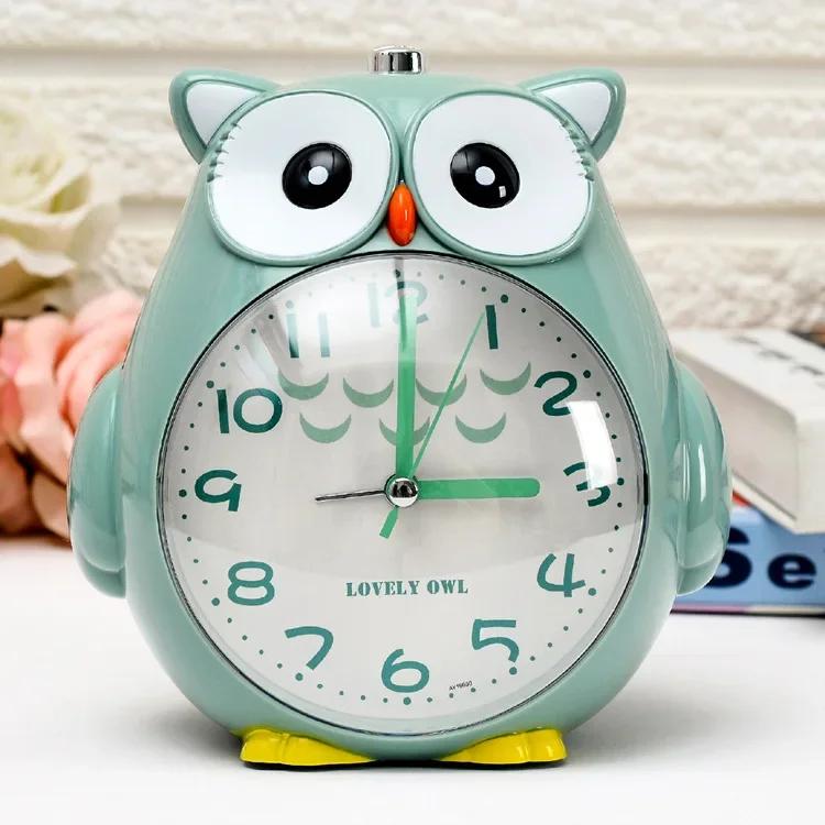 

Cute Cartoon Owl Mute Digital Wake Up Table Clock Totoro Ring Bell Metal Bedroom Quartz Alarm Clock With Night Light Home Decor зелёный