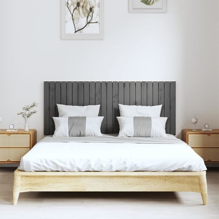 824845 vidaXL Wall-mounted Headboard Grey 147x3x60 Cm Solid Pine Wood