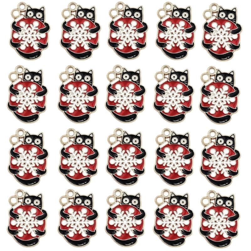 

20Pcs Christmas Cats Charm for Handmade Jewelry Stylish Necklace and Bracelet Pendants Gold Plated Alloy Accessories