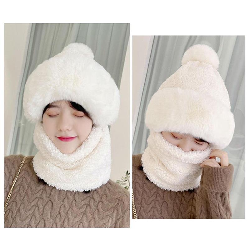 Winter Scarf Hooded Set For Women Outdoor Ski Beanies Warm Riding Keeping Warm Scarf Hat