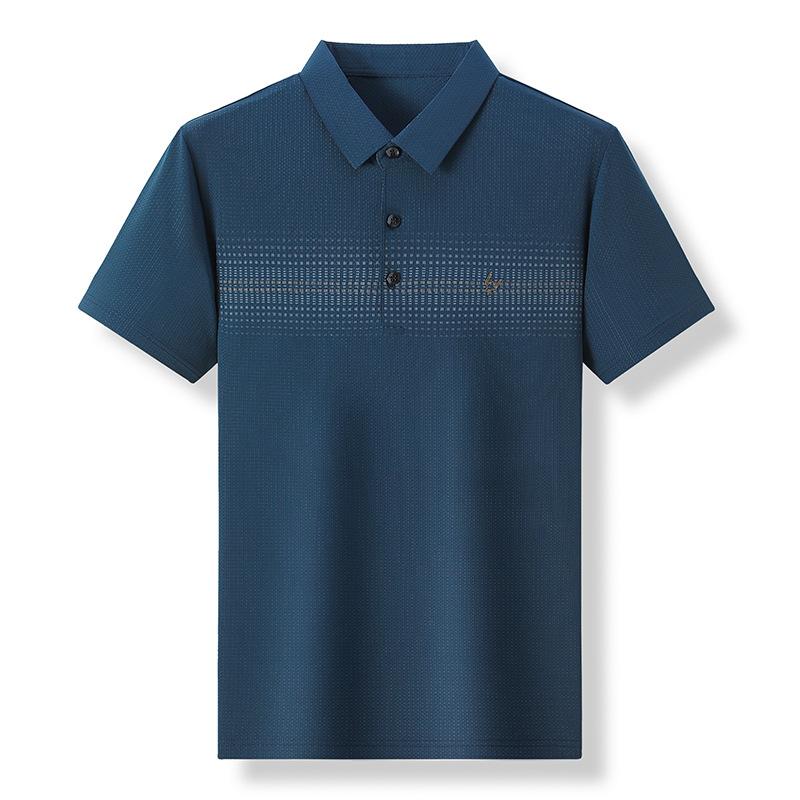 Short Sleeve Ice Silk Polo Shirt Medium Loose Casual Men'S Lapel T-Shirt Bottom Shirt