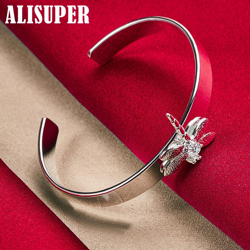 925 Sterling Silver AAA Zircon Dragonfly Smooth Bratara Bijuterii