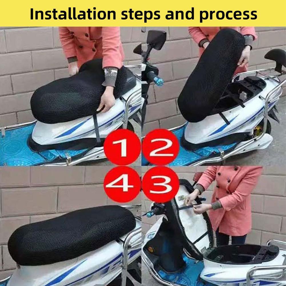 Motorcycle Seat Cover Breathable Summer Cool Honeycomb Design Ventilation Nonslip Motorbike Scooter Cushion Seat Cover Protector