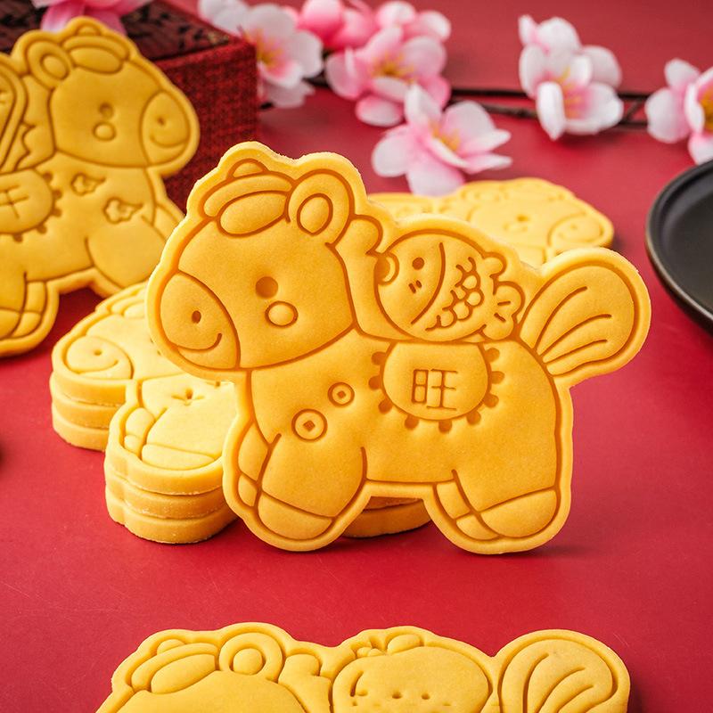 2026 Year Of The Horse Cookie Cutter Plastic Horse Mold For Fondant Biscuits Easy Release Design Diy Cookie Stamp Bakery Tools