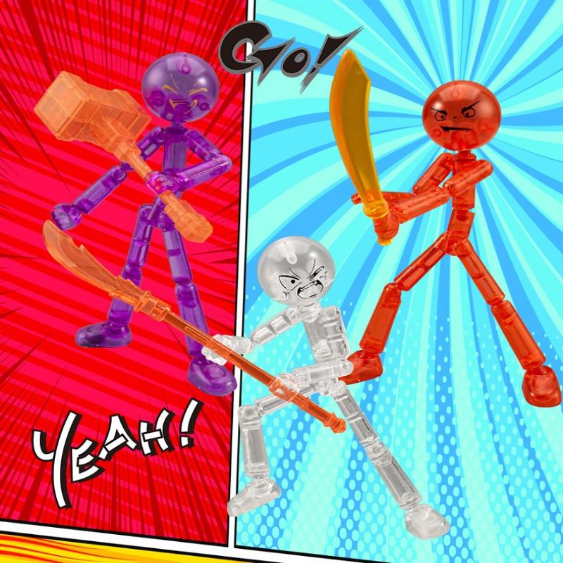 1 Set Novelty Action Figure Stickman Assembled Robot Movable 3D Printing Mannequin Multi-Jointed Stickman Toy