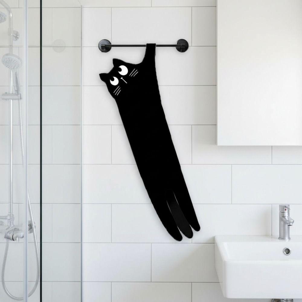 Quick Dry Funny Cat Hand Towel Soft Microfiber Towel Creative Cleaning Cloth  Home