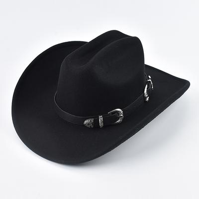 Vintage Big Wide Brim Western Cowboy Hat With Leather Fascinator Cowgirl Jazz Hat Cloche Church Caps Sombrero Hombre