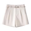 Women's Off-White High-Waisted A-Line Suit Shorts: Spring/Summer 2025 Casual Wide-Leg Slimming Fit