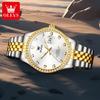 OLEVS 3629 Original Quartz Movement Watch Diamond Luminous 30m Waterproof Stainless Steel Bracelet Classic Dial Men Women Watch