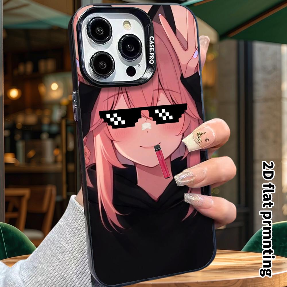 Phone case: 2D flat, suitable for iPhone 18 17 16 15 14 13 12 Pro, anime girl, perfect Christmas and Halloween holiday gift