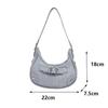 Women Shoulder Handbag Vintage Casual Hobos Denim Star Decor Solid Color Underarm Bag for Girls Ladies Purse Tote