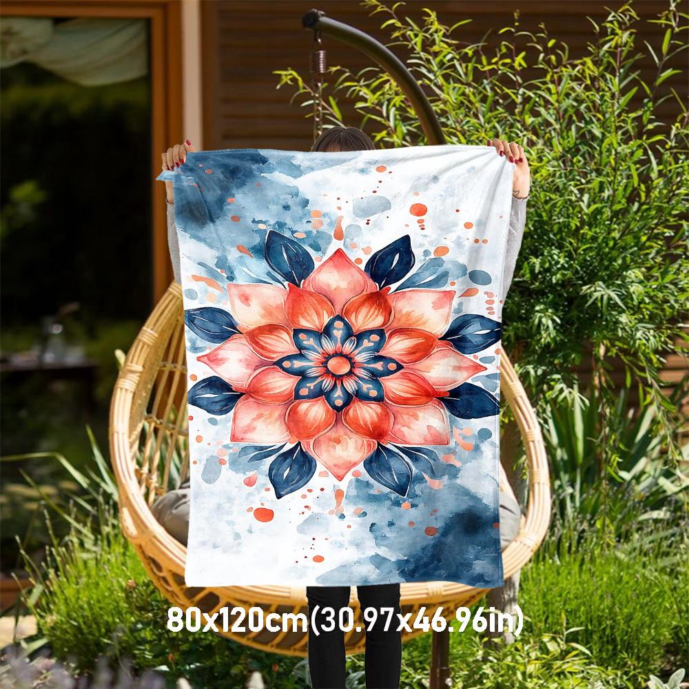 

1pc Flower Painting Outdoor Flannel Blanket Soft Warm All-Season Throw for Sofa Bed Car Camping Office, Cozy Gift Idea1304S 80x120cm(31x47inch)