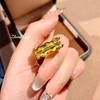 Elegant French Retro Gold Lace Rings for Women Unique Handmade Brushed Wrinkled Forged Gold Jewelry