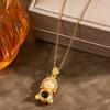 Heart Sutra Projection Buddha Necklace - Titanium Steel, Elegant Design, Women's Clavicle Chain